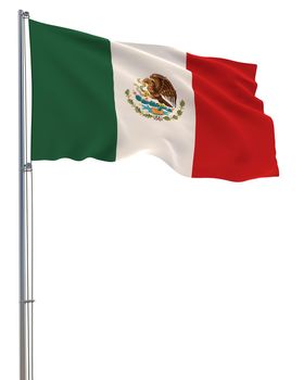 Mexico flag waving in the wind, white background, realistic 3D rendering image