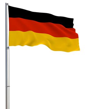 Germany flag waving in the wind, white background, realistic 3D rendering image