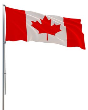 Canada flag waving in the wind, white background, realistic 3D rendering image