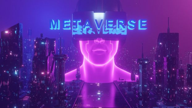 Crypto Metaverse Club Neon Wallpaper Background 3d Render