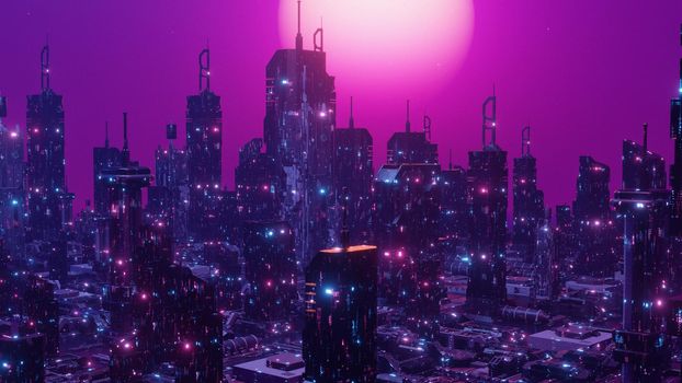 Digital Futurism Concept Cyber City Disco Future Banner Background 3d Render