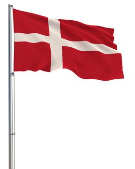 Denmark flag waving in the wind, white background, realistic 3D rendering image