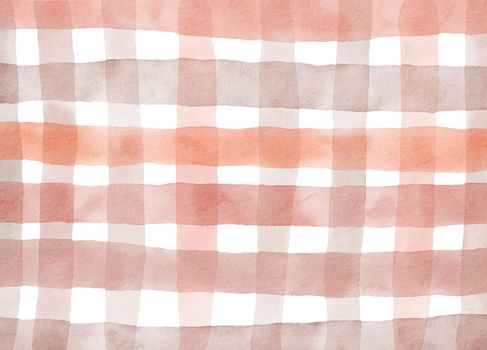 Watercolor checkered background. Watercolor pattern pastel with stripes.