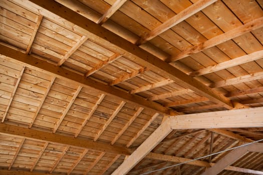 Frame of a wooden ceiling in a French farm
