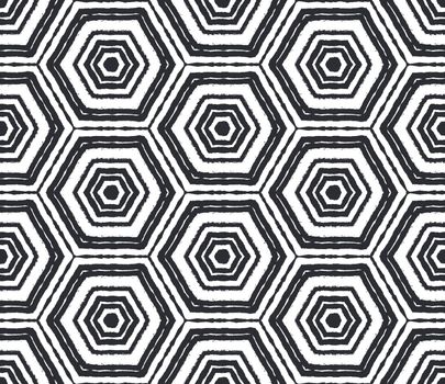 Mosaic seamless pattern. Black symmetrical kaleidoscope background. Textile ready valuable print, swimwear fabric, wallpaper, wrapping. Retro mosaic seamless design.