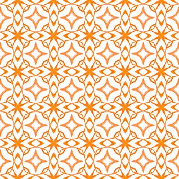 Hand painted tiled watercolor border. Orange popular boho chic summer design. Tiled watercolor background. Textile ready original print, swimwear fabric, wallpaper, wrapping.