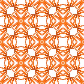 Textile ready immaculate print, swimwear fabric, wallpaper, wrapping. Orange sightly boho chic summer design. Summer exotic seamless border. Exotic seamless pattern.