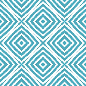 Textured stripes pattern. Turquoise symmetrical kaleidoscope background. Trendy textured stripes design. Textile ready artistic print, swimwear fabric, wallpaper, wrapping.