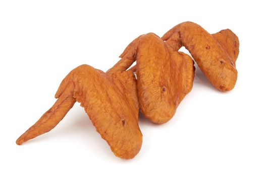 Smoked chicken wings isolated on a white background