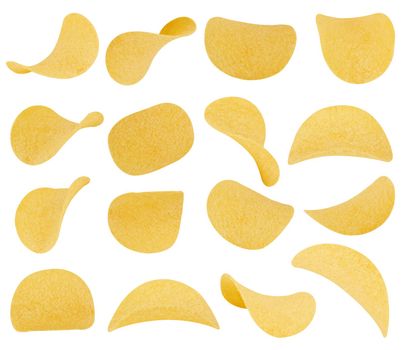 Potato chips isolated on white background