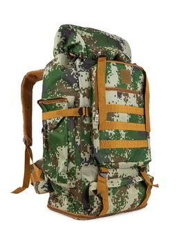 Camouflage backpack for the forest and military backpack isolated n white