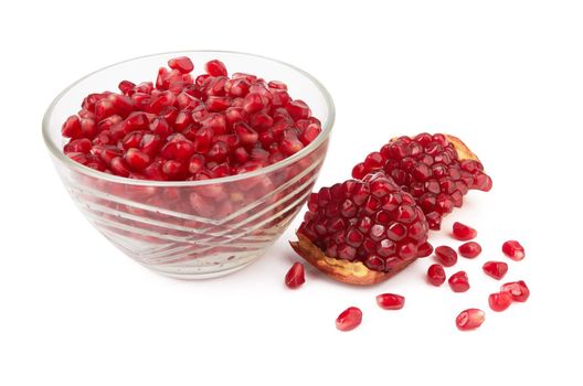Sliced pomegranate path isolated on a white background