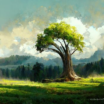 Digital painting of a peaceful nature scene, digital art, Illustration