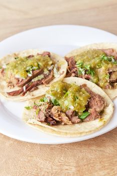 Mexican taco with salsa, taco al pastor