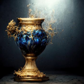 An ornate baroque vase, digital art style, intricate detail, 3d illustration