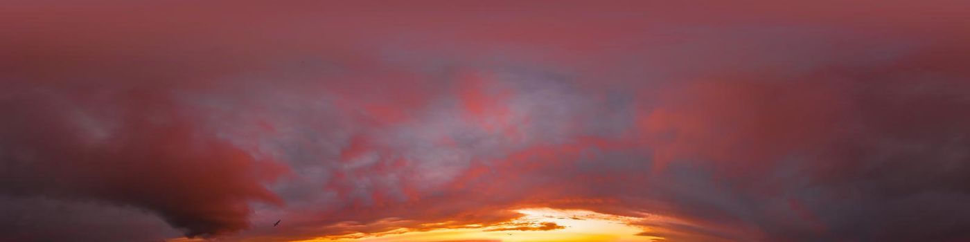 Sky panorama with Cirrus clouds in Seamless spherical equirectangular format. Full zenith for use in 3D graphics, game and editing aerial drone 360 degree panoramas for sky replacement