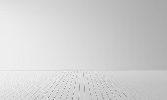 Empty room with white wooden floor or desktop background. Table top for advertising and copy space. Architecture and interior concept. 3D illustration rendering