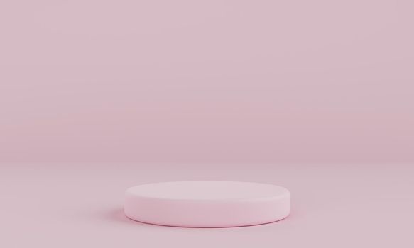 Minimal pink pastel podium with background wall. Abstract and object for advertising concept. 3D illustration rendering