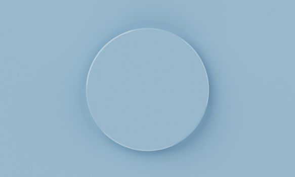 Top view blue minimal circular product podium background. Abstract and object concept. 3D illustration rendering