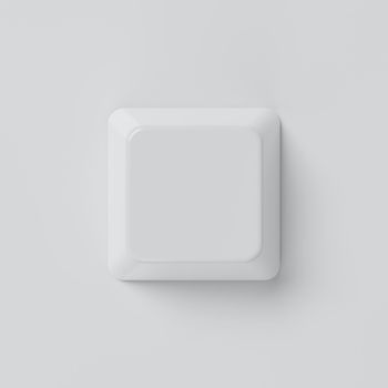 White empty keyboard button on background. Computer and object concept. 3D illustration rendering