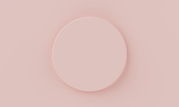 Top view coral pink minimal circular product podium background. Abstract and object concept. 3D illustration rendering