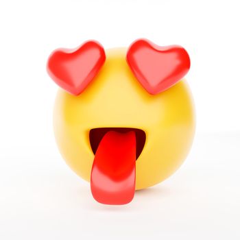 First impression love emotion icon character face on white background. Mood and emoticon concept. 3D illustration rendering