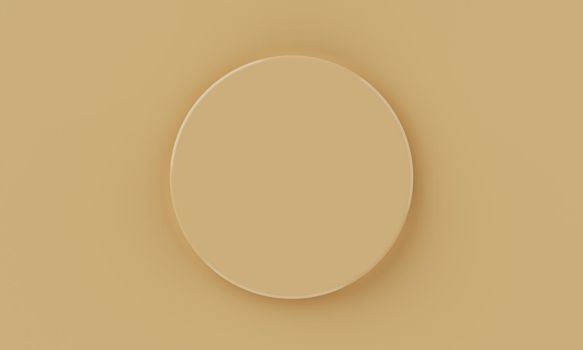 Top view yellow brown minimal circular product podium background. Abstract and object concept. 3D illustration rendering