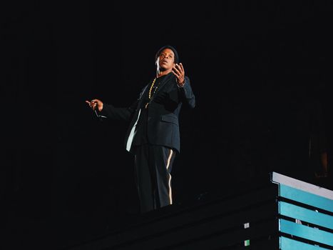 Rome Italy, 8 July 2018 , Live concert of Beyonce and Jay-Z OTRII at the Olimpico Stadium : the singer Beyonce during the concert
