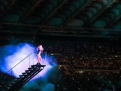 Rome Italy, 8 July 2018 , Live concert of Beyonce and Jay-Z OTRII at the Olimpico Stadium : singers the Carters during the concert