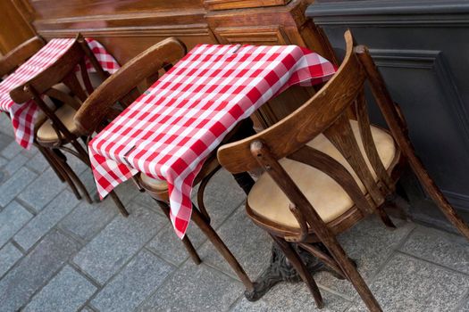 Table set up in a French vintage bistro