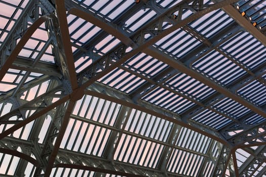 Iron glass roof inside a French building