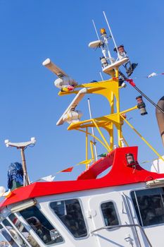 Navigation equipment on top of the boat close up