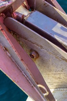 Detail of a modern metal anchor, close up view