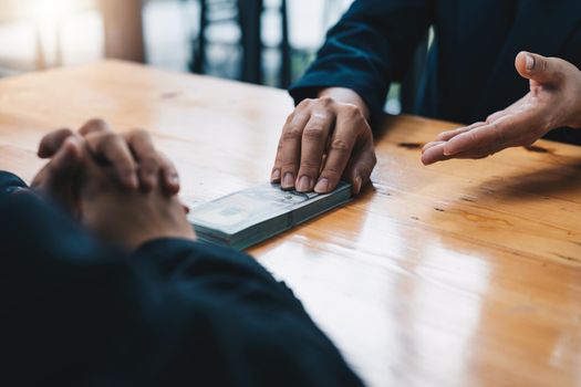 Hands banker giving cash money to businessman, loan and credit financial lease concept.