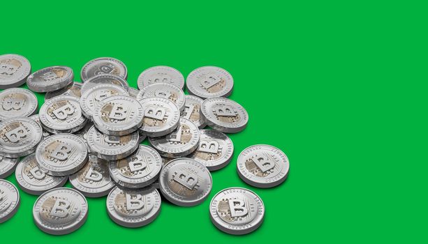 Bitcoin digital currency on green screen background , 3d rendering