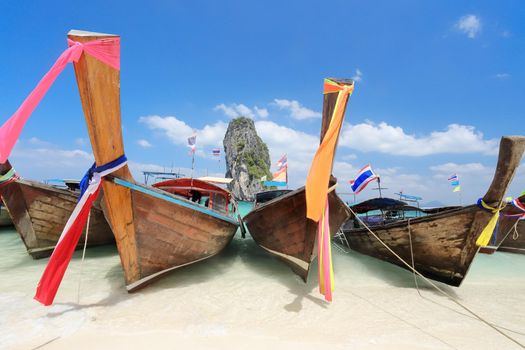 Longtail boats at Poda island near Ao Nang ,Krabi Thailand.