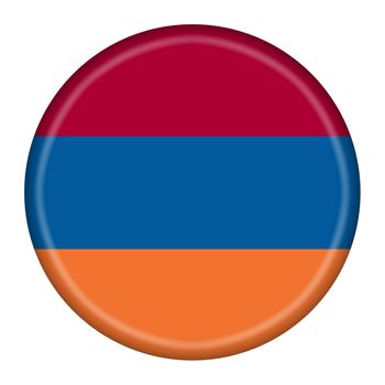 An Armenia flag button 3d illustration with clipping path
