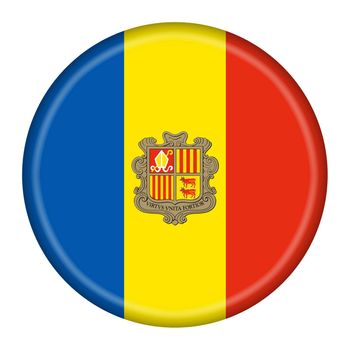 An Andorra flag button 3d illustration with clipping path