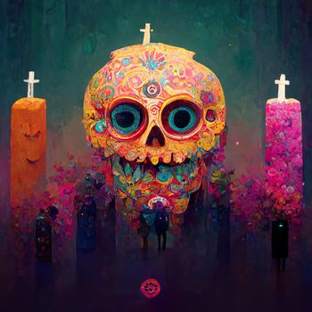 beautiful colorful illustration of the day of the dead, mexican tradition