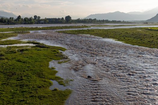 Flood from monsoon rain destroy agriculture fields and crops