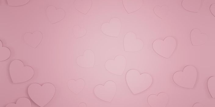 Pink Hearts Banner Background 3D Illustration