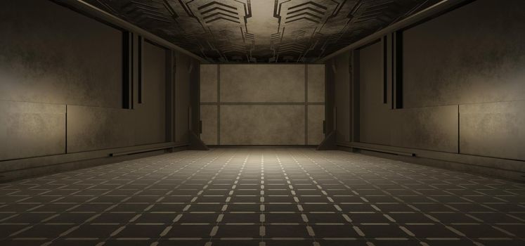 Abstract minimalist background, performance stage, empty room, tunnel, corridor, night club interior 3D