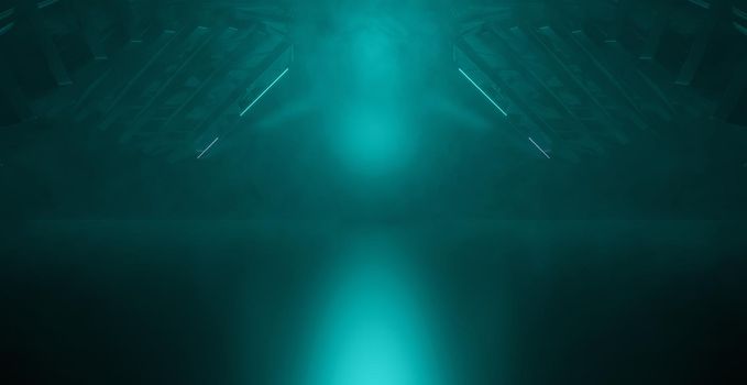 Extraordinary Artificial Intelligence Dark Volumetrics Smoke Light Blue CryptoSpace Interior Crypto World Background Wallpaper 3D Rendering