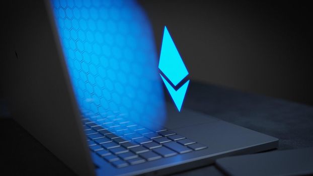 Ethereum icon concept digital technology 3D illustration