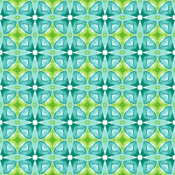 Mosaic seamless pattern. Green fancy boho chic summer design. Hand drawn green mosaic seamless border. Textile ready neat print, swimwear fabric, wallpaper, wrapping.