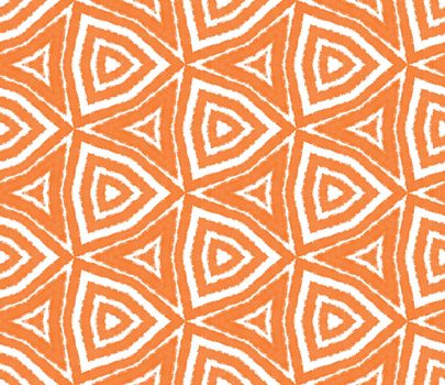 Mosaic seamless pattern. Orange symmetrical kaleidoscope background. Retro mosaic seamless design. Textile ready likable print, swimwear fabric, wallpaper, wrapping.