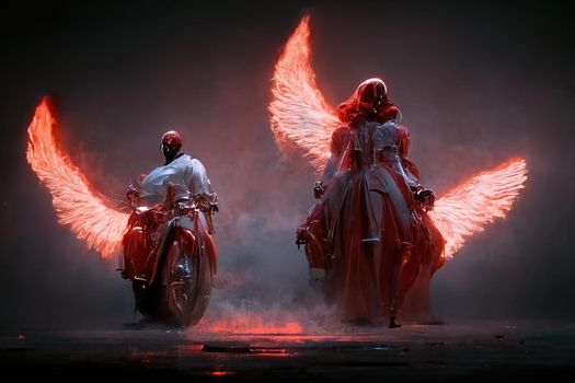Angel and devil, digital art, 3d Illustration, 3d render