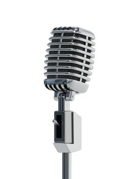 Vintage microphone isolated on white background. 3D illustration.