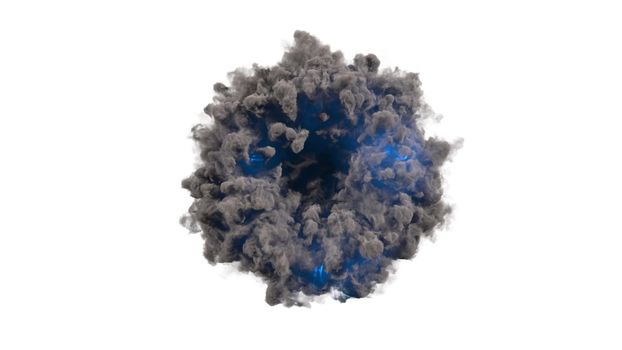 3d render portal smoke ring with blue flash on white background 4k