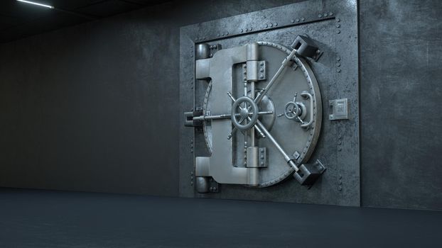 3d render The Vault Door In Bank 4k